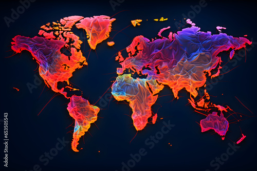 colourful vivid map of the world