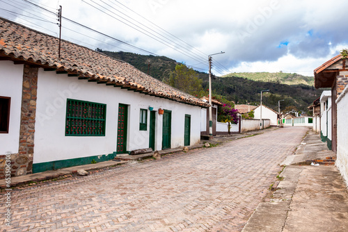 Fototapeta Naklejka Na Ścianę i Meble -  Beautiful architecture of the streets of the colonial small town of Iza located in the Boyaca department in Colombia
