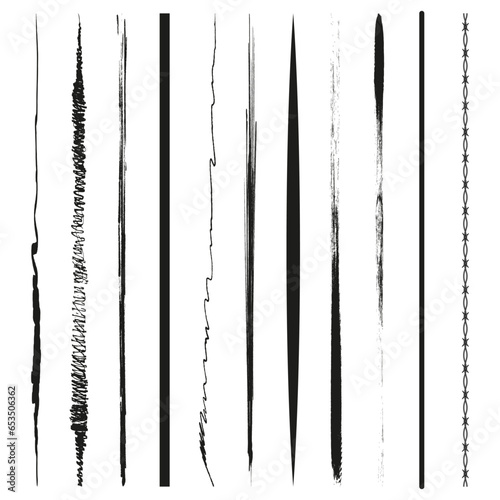 Black ink stripe on white background. Hand draw lines texture. Vector illustration. EPS 10.