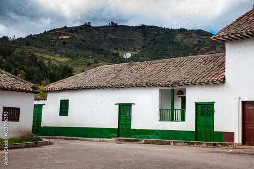 Fototapeta Naklejka Na Ścianę i Meble -  Beautiful architecture of the streets of the colonial small town of Iza located in the Boyaca department in Colombia