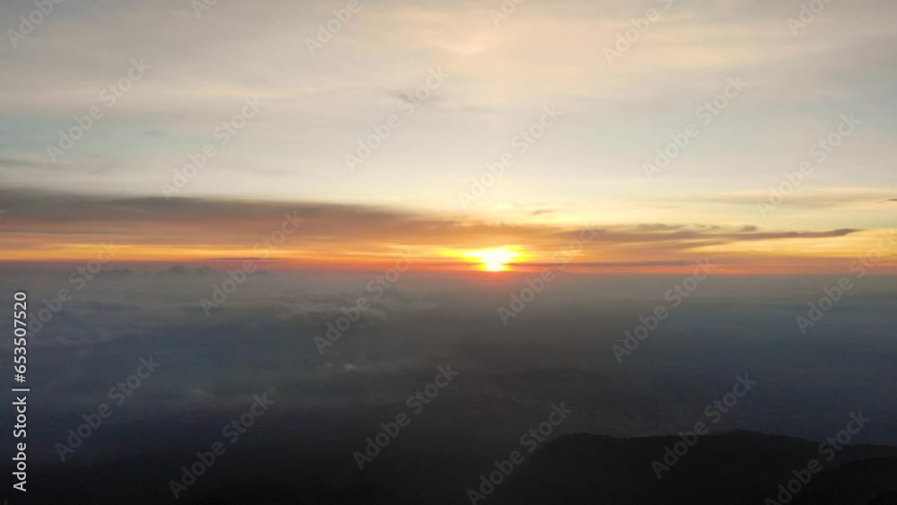 Scenic View from Atop of La Malinche Mountain Overlooking the Landscape with a Sunset on the Horizon in Mexico. Scenic View from Atop of La Malinche Mountain Overlooking the Landscape with a Sunset on the Horizon in Mexico.
