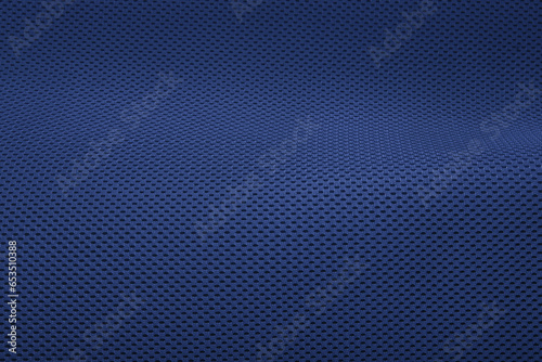 Rough navy blue fabric texture, cotton knitted fabric, modern waterproof flexible temperature control materials, multifunctional smart textile close-up, selective focus, does not tear