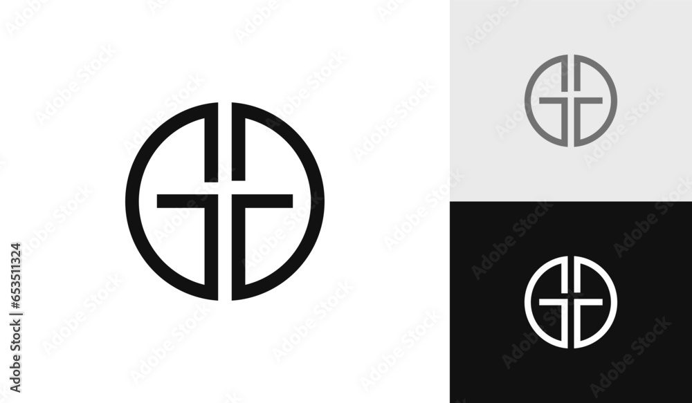 Circle letter GT initial monogram logo design Circle letter GT initial monogram logo design