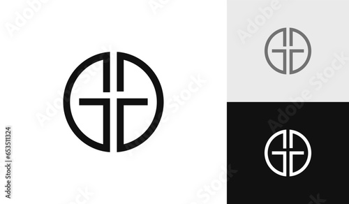 Circle letter GT initial monogram logo design
