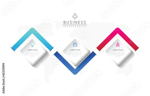 Vector infographic business presentation template connected with 3 options