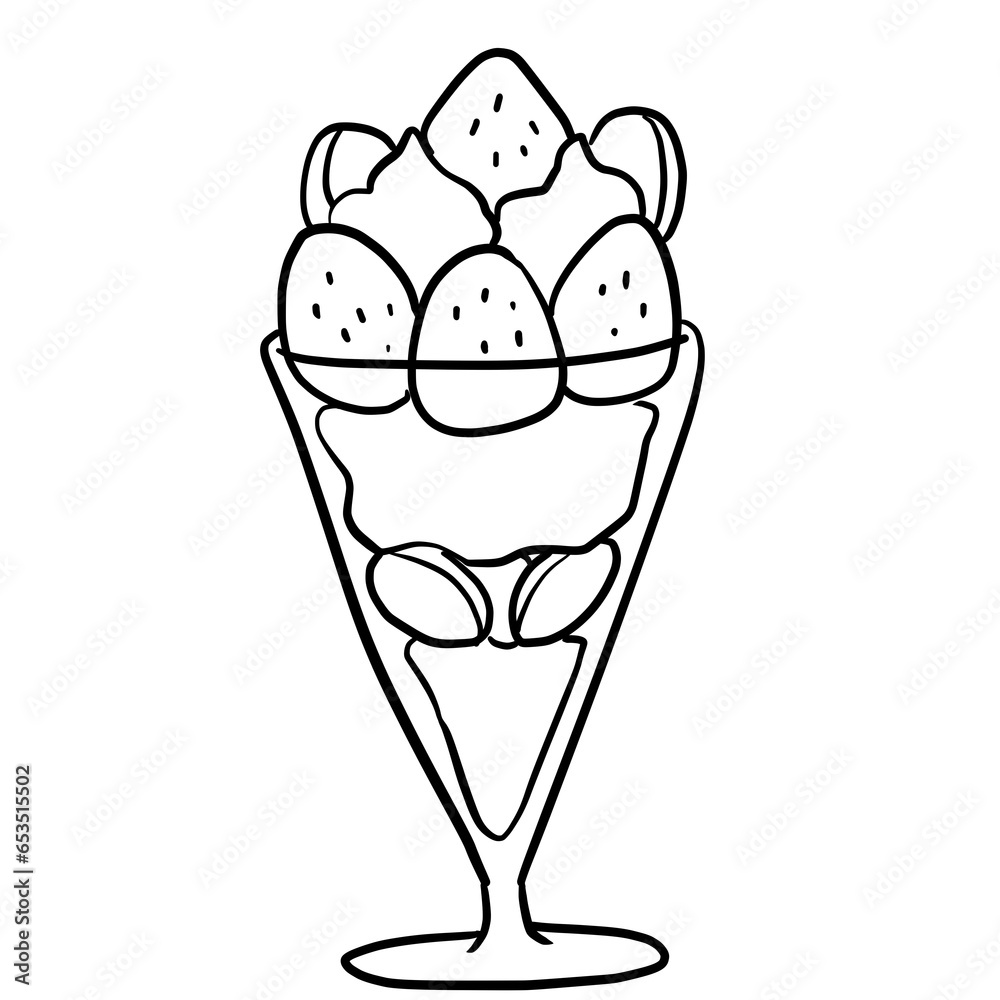 Simple and realistic parfait line drawing Simple and realistic parfait line drawing