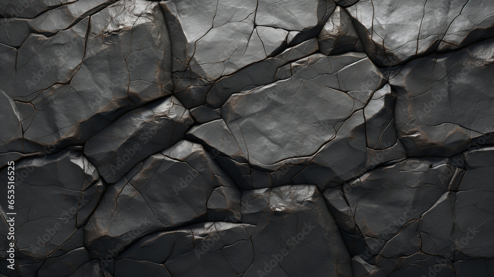 rough-textured surface of a rock with several cracks and primarily consisting of dark gray tones. rough-textured surface of a rock with several cracks and primarily consisting of dark gray tones.