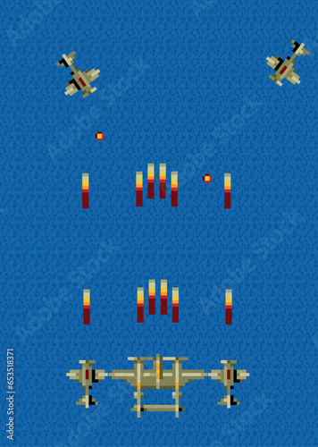CLASSIC AIRPLANE GAME WITH VECTOR PIXEL SHOOTING