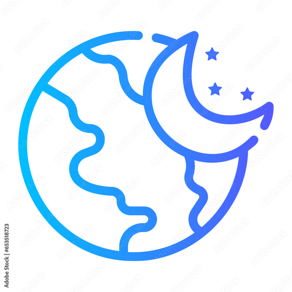 moon earth Line Gradient Icon moon earth Line Gradient Icon