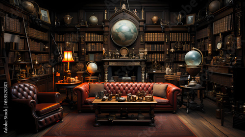 Living Room with an Antique Collectibles Display photo