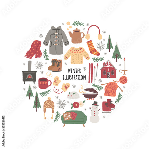冬のかわいいアイテムのイラストクリスマス 3