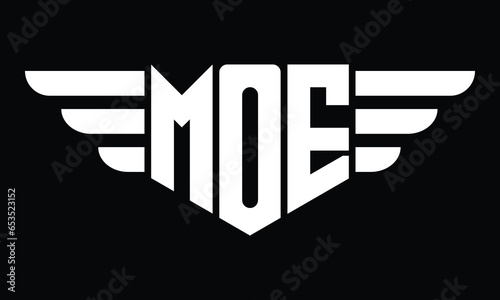 MOR three letter logo, creative wings shape logo design vector template. letter mark, word mark, monogram symbol on black & white.