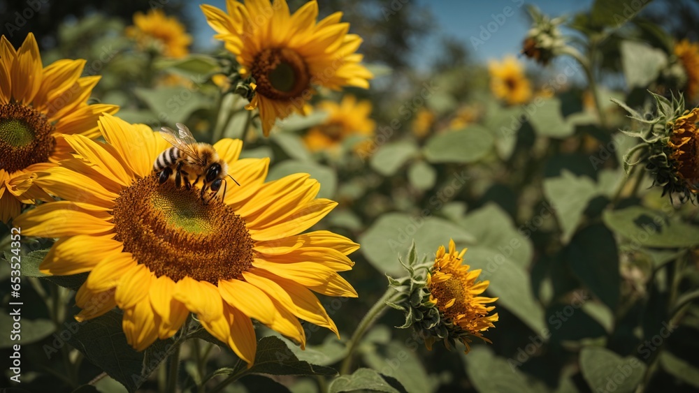 Obraz premium sunflower and bee