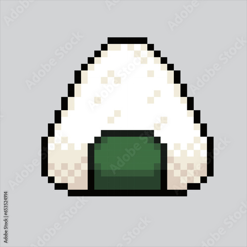 Pixel art illustration onigiri. Pixelated onigiri. onigiri rice icon pixelated
for the pixel art game and icon for website and video game. old school retro.