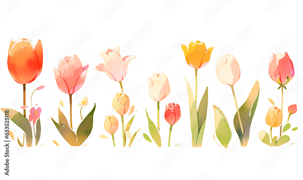 watercolor tulips_Generative AI