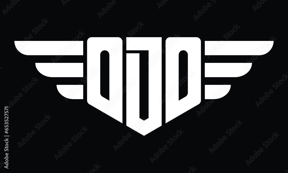 Vecteur Stock ODO three letter logo, creative wings shape logo design ...