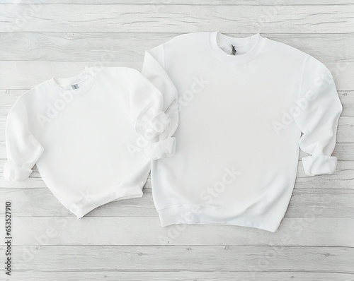 White Gildan 18000 Mockup Family Sweater Mommy Me Mock Up Mama Me Child 18000B Youth Jumper Mockup Flat Lay JPG Digital
 photo