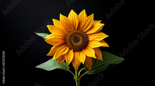 yellow sunflower on a dark background, in the style of realistic lighting