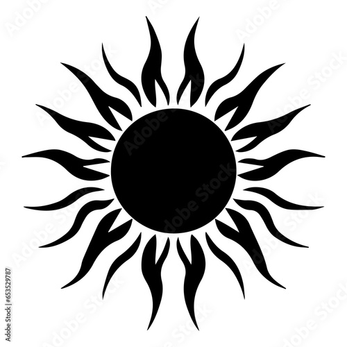 Elegant retro pictorial logo black sun twinkle sparkle illuastration