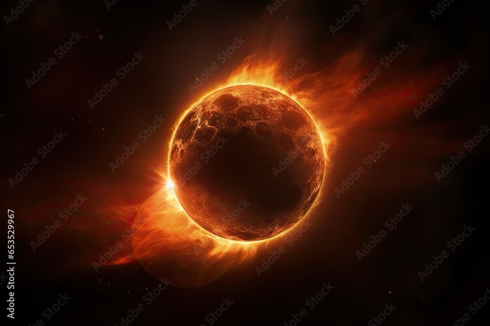 Solar eclipse or Lunar eclipse with the cloud on the sky background.