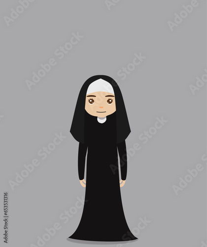 girl using nun costume at halloween party invitation