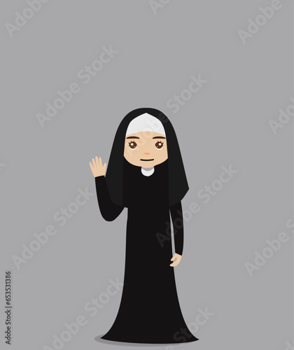 girl using nun costume at halloween party invitation