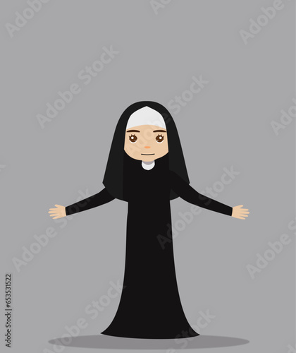 girl using nun costume at halloween party invitation