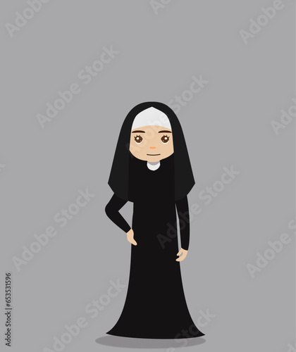 girl using nun costume at halloween party invitation