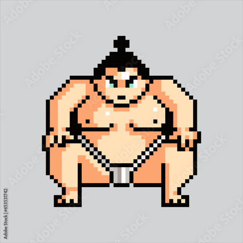Pixel art illustration Sumo. Pixelated Sumo Guy. Japanese Sumo Guy icon pixelated
for the pixel art game and icon for website and video game. old school retro.