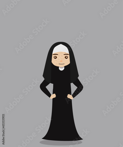 girl using nun costume at halloween party invitation