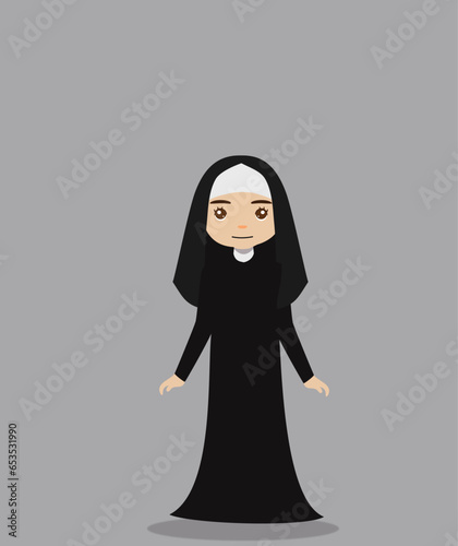 girl using nun costume at halloween party invitation