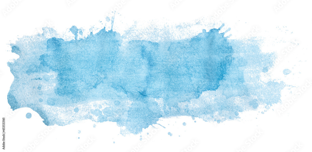 Light blue watercolor background. Artistic hand paint. Isolated on transparent background. - obrazy, fototapety, plakaty 
