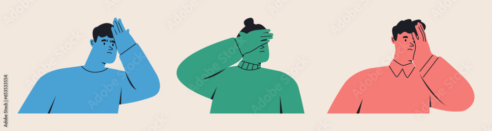 Εκτύπωση καμβά Set of regret or embarrassed people