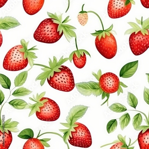 strawberry hand painted watercolor seamless pattern background