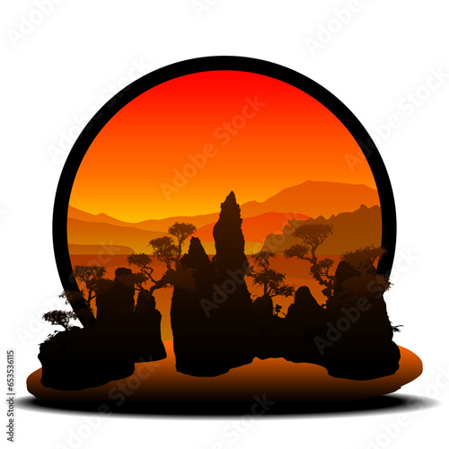 bonsai, arbol, vector, naturaleza, paisajismo