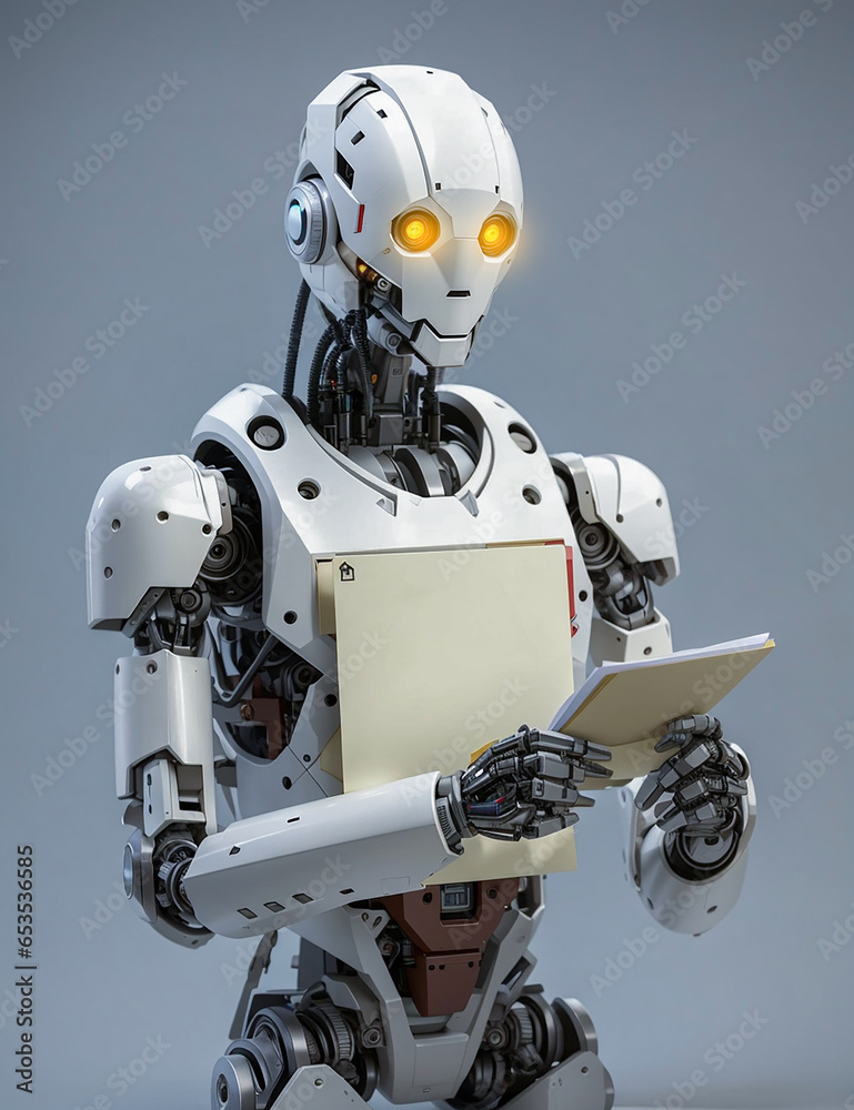 Robot holding paper for node customer food list