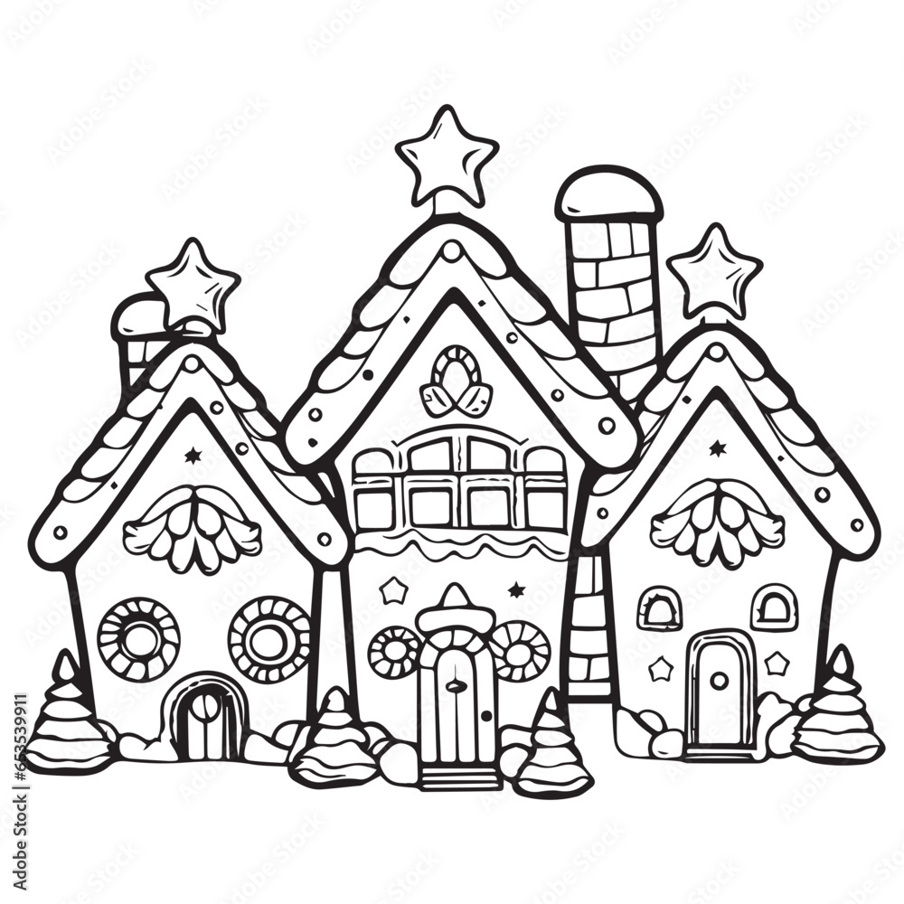 Sketch of house line art coloring page Design