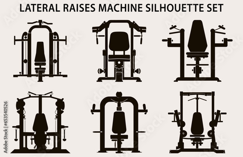 Set Of Gym Equipment Silhouette vector, Fitness element machine illustration Bundle