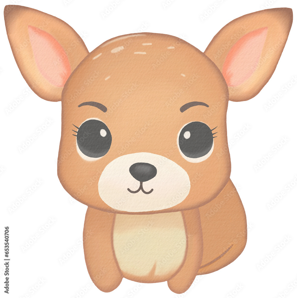 Cute little deer illustration watercolor PNG