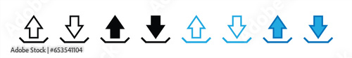 download and upload icon set. simple buttons arrow up and down icon symbol sign collections, vector illustration