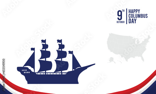 Happy Columbus Day Vector Background with copy space