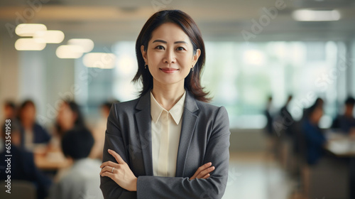 腕を組んで微笑む女性の上司