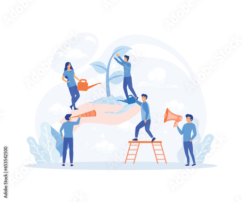 World Environment Day, Bio technology, people prepare for the holiday, save the planet from pollution, flat vector modern illustration 