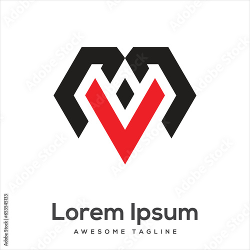 MV Letter Logo Design Free Icon