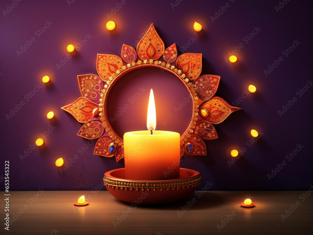 Diwali Diya decorated on the wall diwali concept Diwali Diya decorated on the wall diwali concept