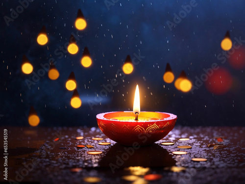 Photography diwali diya with rain