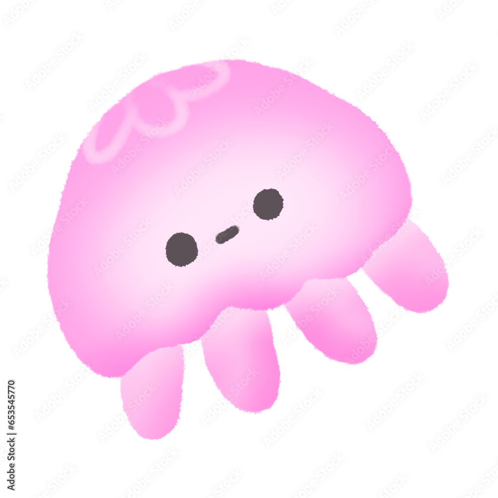Pink Jelly Fish Cute Doodle illustration, signs and symbols, Hand drawn, Pencil in doodle Pink Jelly Fish Cute Doodle illustration, signs and symbols, Hand drawn, Pencil in doodle