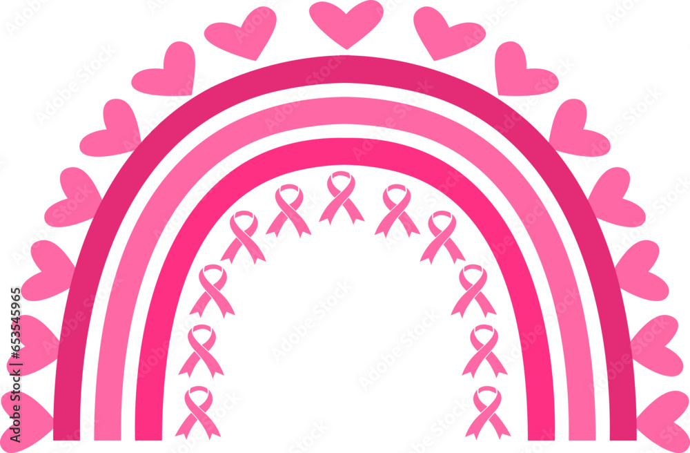 Pink Rainbow Breast Cancer Awareness heart design Pink Rainbow Breast Cancer Awareness heart design