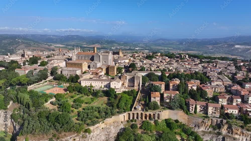 Aerial view of the ancient etruscan town of Orvieto on a sunny day with blue sky in summer, Umbria, Italy Aerial view of the ancient etruscan town of Orvieto on a sunny day with blue sky in summer, Umbria, Italy
