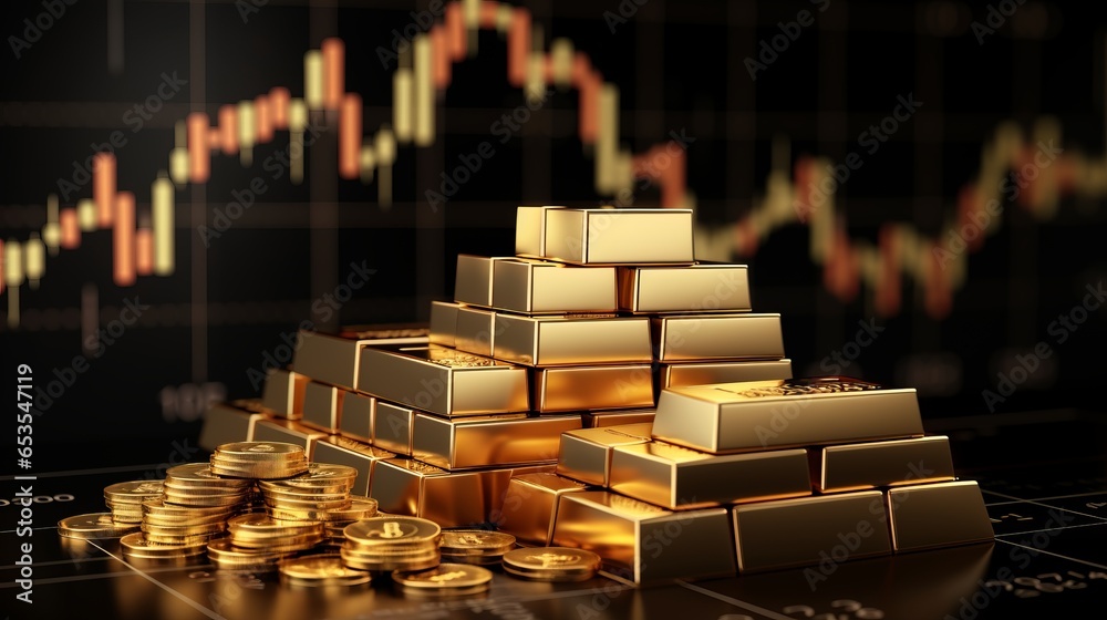 Gold price throughout stock Gold bars placed on top of stocks and stock charts showing investments with Stocks Graph Representing Financial investment, Gold Stock Market Wealth, Money Trade Exchange. Gold price throughout stock Gold bars placed on top of stocks and stock charts showing investments with Stocks Graph Representing Financial investment, Gold Stock Market Wealth, Money Trade Exchange.